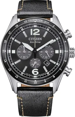 Image de Chronographe Citizen Noir Avec Vis Collection Aviator - homme