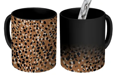 Obrázek produktu pro KitchenYeah® Kouzelný hrnek Kouzelný hrnek Kouzelný - zvířecí vzor - leopard 350 ml Hrnek měnící barvu Nápad na dárek - kouzelný hrnek - hrnek s fotografií - keramické hrnky - obrázky - šálek kávy - šálek na nápoje
