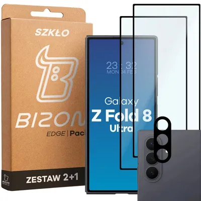 Produktbild von 2x Gehärtetes Glas + Kameraschutz für Galaxy Z Fold8 Ultra, Bizon Glass Edge Pack, Schwarz