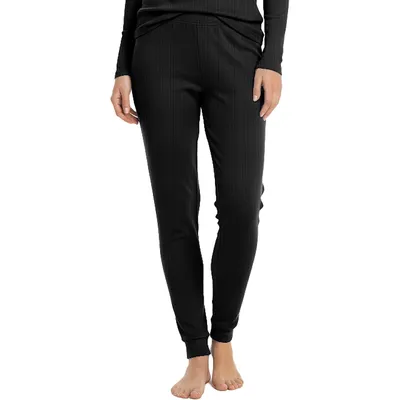 Productafbeelding van HEAT BOOSTER Thermobroek lang dames, geribd met zachte fleece binnenkant, zwart, maat M