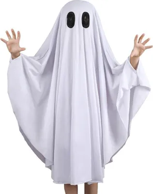 Obrázek produktu pro Halloweenský kostým ducha pro děti, 1 díl, bílý strašidelný plášť ze směsi bavlny, pro miminka ve věku 1-3 let