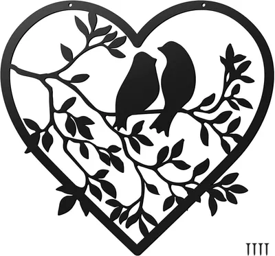 Metallene Vogel-Wanddekoration, 30 cm, schwarz, 2 Papageien auf Ast