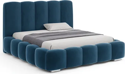 Produktbild von FURMEB GLAMOUR Polsterbett Bett mit Bettkasten Plsch 200x200cm Blau