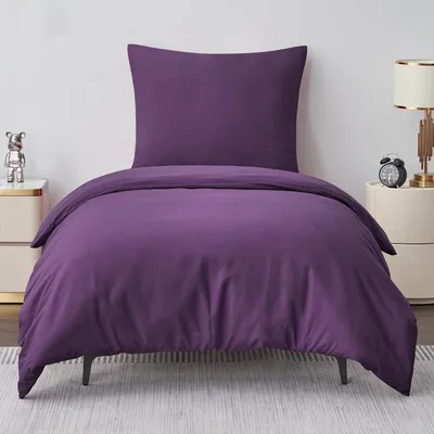 Obrázek produktu pro Sada povlečení 155x220 cm, 2 díly, fialová, mikrovlákno, se zipem, včetně povlaku na polštář 80x80 cm
