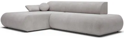 Image de Selsey Armone – Canapé d'angle convertible, chenille, pouf à gauche, gris clair