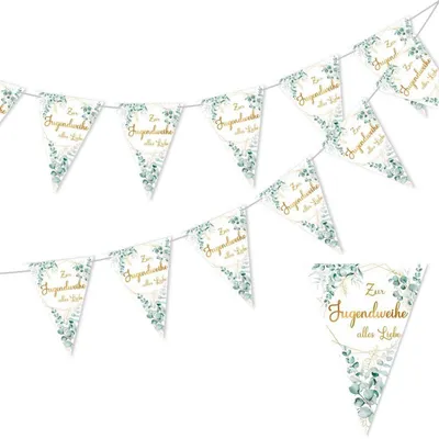 Productafbeelding van Wimpelketting voor "Jugendweihe" (overgangsritueel), set van 2, met 24 wimpels, decoratie voor jongens en meisjes, geschikt voor een feest