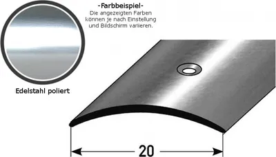 Produktbild von Übergangsprofil "Den Haag" / Übergangsschiene / Übergangsleiste  20 mm, Typ: 143/144 (Edelstahl poliert oder matt, 1 mm Stäke):-Edelstahl poliert-2700