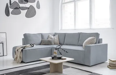 Produktbild von MIUFORM Brave Dave - Ecksofa mit Bettfunktion und Bettkasten L-FORM LINKS - 247x194cm - Hellgrau - Sofa Schlafsofa Couch