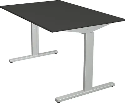 Zdjęcie produktu dla Biurko Kerkmann Form 2 120 x 80 x 70–82 cm, nóżki w kształcie litery T, kolor srebrny aluminiowy i antracytowy