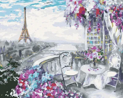 Produktbild von Zuty - Malen nach Zahlen - EIFFELTURM SOMMERCAFÉ IN PARIS, 40x50 cm, mit Keilrahmen (bereits gespannt)