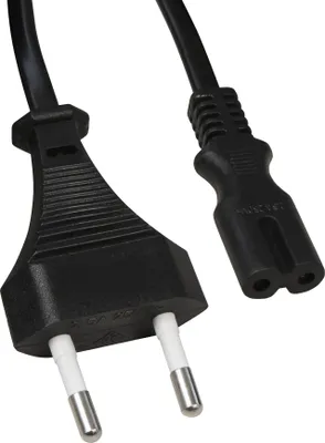 Produktbild von Euro-Netzkabel McPower mit Doppelnutstecker, 1,5m, 0,75mm², schwarz