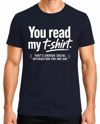 Imagen del producto de Camiseta para hombre "Suficiente interacción social para hoy", marca Lustig, color azul marino, talla 3XL