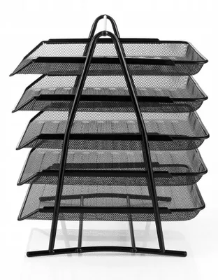 Image de Organisateur de documents - Trieur de papiers avec 5 compartiments - Poignée - Grille métallique - Rangement de bureau - Idéal pour le bureau, la maison et l'école