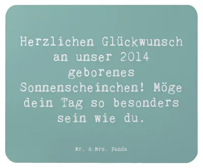Produktbild von Mr. & Mrs. Panda Mouse Pad Spruch 2014 Geburtstag Sonnenschein - Meeresbrise - Geschenk, Happy Birthday, laptop mauspad, mousematte, Geburtstagsgeschenk, Geburtsjahr
