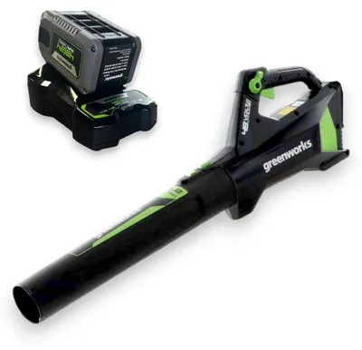 Obrázek produktu pro 48V akumulátorový axiální foukač s bateriovým setem a nabíječkou GREENWORKS GD48ABK2