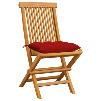 Immagine prodotto di Sedie da giardino con cuscini rossi 6 pz. Legno massiccio di teak