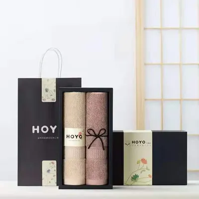 Produktbild von MEGAGROUP 2er Handtuch inkl. Geschenkbox Baumwolle japanischen Lotusstil 33x72 cm