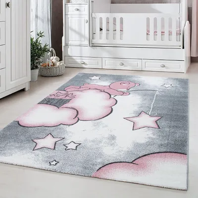 Produktbild von Carpetsale24 Kinderzimmer Teppich, Kinderteppich, Mädchen Teppich Trendmuster Rechteckig und Rund Weich, Grösse: 160 cm Rund