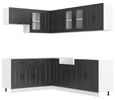 Produktbild von vidaXL 11-tlg. Küchenschrank-Set Kalmar Schwarz Holzwerkstoff