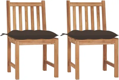 Produktbild von 2 Gartenstühle aus massivem Teakholz mit Kissen