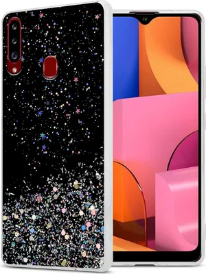 Produktbild von Cadorabo Hülle für Samsung Galaxy A20s Schutz Hülle in Schwarz Handyhülle TPU Etui Glitter Cover Case Glitzer