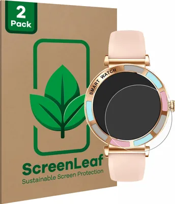 Produktbild von 2x ScreenLeaf Schutzfolie für Braidol Smartwatch 1.27" nachhaltiger Displayschutz Display Schutz Folie Klar Transparent