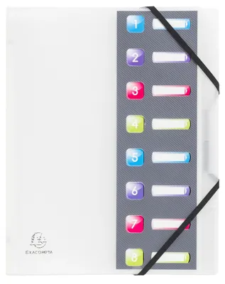 Produktbild von Exacompta 10x Ordnungsmappe PP 500µ Gummizug 3Klappen 8Fächer A4 sortiert 56610E