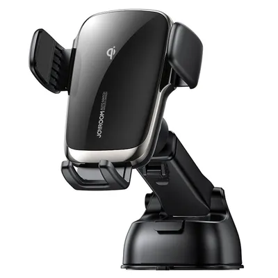 Produktbild von Joyroom Qi Wireless 15 W automatische Auto-Ladegert elektrische Telefonhalter kompatibel mit Armaturenbrett schwarz
