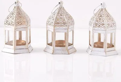 Immagine prodotto di set di 3 lanterne orientali Gadi Bianco Chiaro