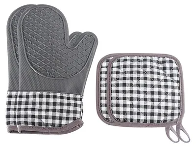 Produktbild von Ofenhandschuhe – Hitzebeständig, rutschfest, Silikon, grau