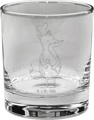 Produktbild von Mr. & Mrs. Panda Glas Fuchs Koch - Transparent - Geschenk, Cocktailglas, Chefkoch, gravur, Longdrinkglas, Tumbler, Hungrig, Bäcker