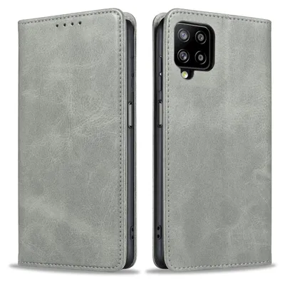 Produktbild von Handyhülle für Samsung Galaxy A12 Kunstleder Flip Cover Hülle Klapphülle Case Kartenfach Farbe: Grau
