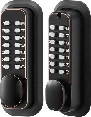 Obrázok produktu pre SucceBuy Mechanický kódový zámok s obojstranným tlačidlovým zámkom (4- až 7-miestny kód), bezkľúčový dverový zámok s gombíkom a automatickým zamykaním, vhodný pre vchodové dvere a garáže, v olejovo bronzovej farbe