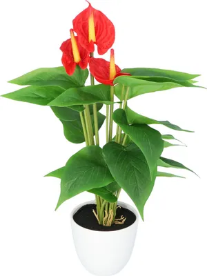 Produktbild von Kopu® 2 künstliche Anthurien 40 cm - 3 Blüten - Flamingopflanze