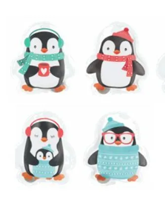 Produktbild von Taschenwärmer Handwärmer wieder verwendbar Motiv Pinguin 4 Stück