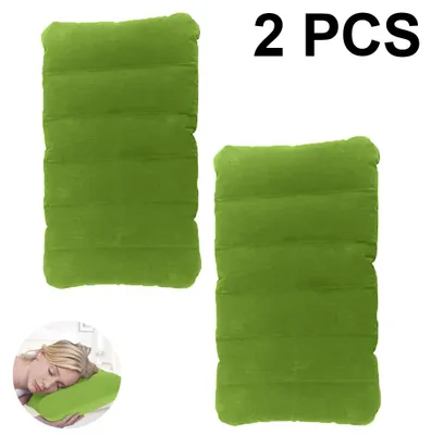 Produktbild von 2 Aufblasbare Nackenkissen PVC beflockt ergonomisch komprimierbar für Camping Büro Reisen Auto Flug