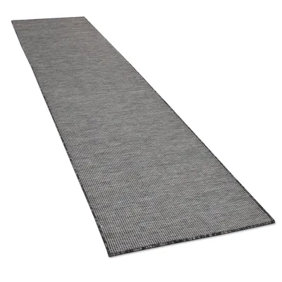 Produktbild von In- & Outdoor-Teppich Für Wohnzimmer, Balkon, Terrasse, Flachgewebe In Grau Grösse 80x250 cm