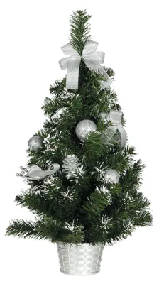 Immagine prodotto di albero decorato in argento, 60 cm, innevato