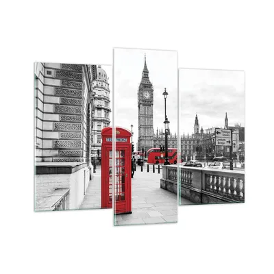 Produktbild von Bilder auf glas - 3 Teile - Schuppen Telefon London - 130x100cm - Glasbilder - Wandbilder - Bilder - zum Aufhängen bereit - Wanddekoration aus Glas - Glas Bilder - Wandbild auf Glas - GCB130x100-4326