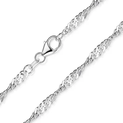 Produktbild von MATERIA Feine Singapurkette 925 Silber Kette Damen - 3mm Halskette Frauen flach diamantiert #K95
