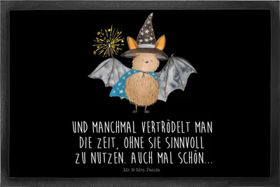 Produktbild von Mr. & Mrs. Panda Schmutzmatte Fledermaus Zauberer 40 x 60 cm - Schwarz - Geschenk, Fußabtreter, Bodenvorleger, Schmutzfangmatte, Fledermäuse, Magier, Lustige Sprüche