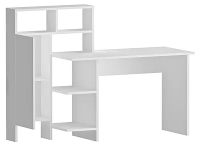 Produktbild von Cremella - Schreibtisch, 136x60x112h cm Weiß, 6 Regale