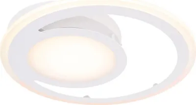 Produktbild von Globo Lighting Deckenleuchte Metall weiß, Acryl opal, weiß, ø: 470mm, H: 70mm, inkl. LED 40W 230V, 4000lm Source, 3200lm Output, 4000K