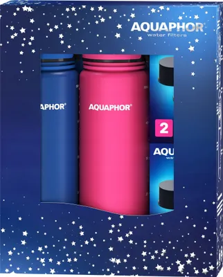 Produktbild von 2 Aquaphor City Filterflaschen Rosa Blau mit 4 Filtern gratis