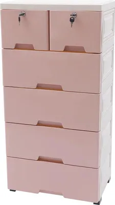 Immagine prodotto di Cassettiera classica in plastica/torretta portaoggetti, 6 cassetti, organizzatore di armadi per casa, ufficio e camera da letto, rosa