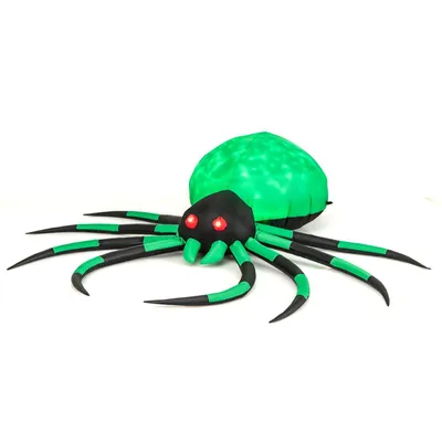 Produktbild von COSTWAY Aufblasbare Halloween-Spinne, Gruselige Spinnendekoration mit rotierendem LED-Lichter, Halloween-Dekoration für Party Rasen Hof, selbstaufblasend