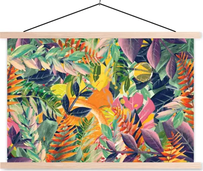 Produktbild von MuchoWow® Textilposter Blumen - Dschungel - Tropisch 60x40 cm mit holzfarbenen Rahmen - Bilder