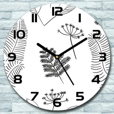 Produktbild von Wanduhr aus Glas Rund fi 30 Vektor Pflanzen Quarz Deko Schlafzimmer Büro