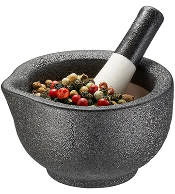 Immagine prodotto di Mortaio e pestello GEFU GRINO - mortaio con pestello e pestello in porcellana, elegantemente modellato, per spezie e pesto, diametro 7,7 cm