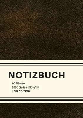 Produktbild von Dickes Notizbuch 1000 Seiten - A5 blanko - Hardcover schwarz mit Leseband - weißes Papier 90g/m² -Papier